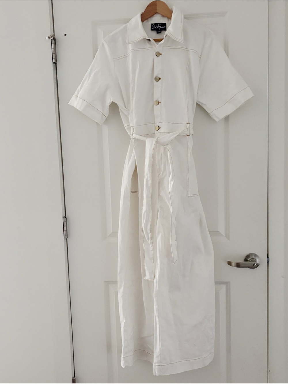 Lesley Evers Acadia Denim Jumpsuit 2X White Utility Workwear